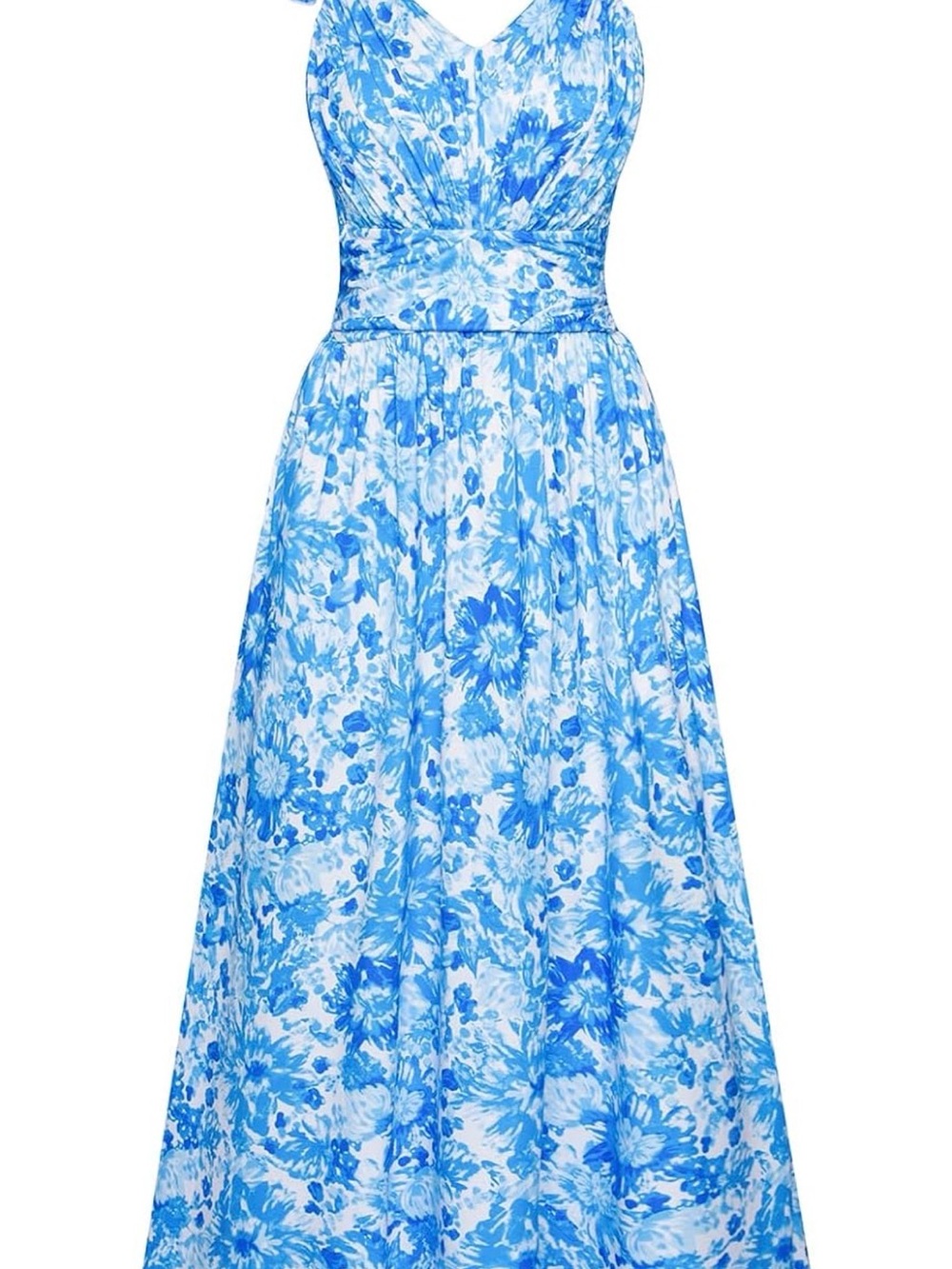 Grace Karin Blue Floral V-Neck Maxi Dress